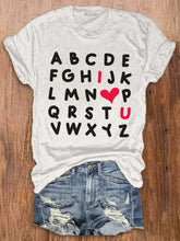 Load image into Gallery viewer, Women's Casual Valentine's Day I Love U Print T-shirt