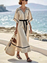 Load image into Gallery viewer, Women'S Loose Belted Striped Print Dress