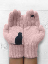 Load image into Gallery viewer, Warm Cat Bird Print Wool Knitted Gloves