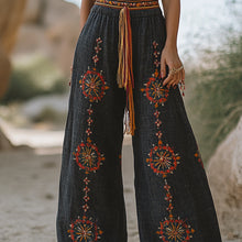 Load image into Gallery viewer, Women's Casual Bohemia Vacation Linen Style Long Loose Wide-leg Trouser Pants