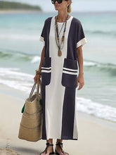 Load image into Gallery viewer, Women's Holiday Contrast Print Round Neck Loose Dress