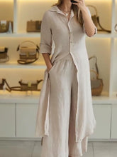 Load image into Gallery viewer, Women Summer Casual Linen Long Two-piece Set Pant Suits