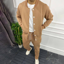 Load image into Gallery viewer, Men's Solid Color Casual Standing Collar Jacket And Pants Co-Ord