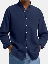 Load image into Gallery viewer, Men's Lapel Cotton And Linen Loose Casual Long-sleeved Shirt