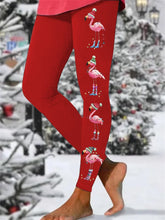 Load image into Gallery viewer, Women's Christmas Flamingo Print Skinny High Stretch Leggings