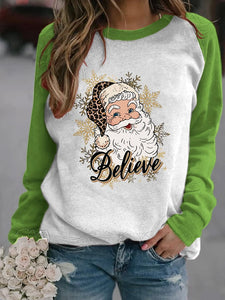 Women's Merry Christmas Santa Claus Print Casual Sweatshirt