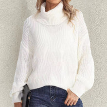Load image into Gallery viewer, Retro Loose Turtleneck Cable Knitted Long Sleeve Sweater