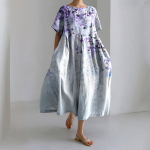 Women's Purple Floral Painting Casual Loose Dress