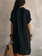 Load image into Gallery viewer, Modern Boho Effortless Black Linen Relaxed Midi Dress