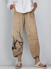 Load image into Gallery viewer, Simple Plum Blossom Japanese Art Linen Blend Cropped Pants