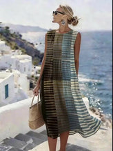 Load image into Gallery viewer, Women'S Round Neck Sleeveless Color-Block Printed Dress