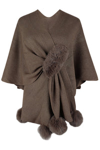 Solid Color Fur Ball Casual Knitted Shawl Cardigan