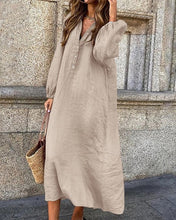 Load image into Gallery viewer, Women's Long Sleeve V-neck Solid Casual Dress