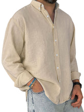 Load image into Gallery viewer, Men's Casual Simple Cotton Lapel Long-Sleeved Shirt