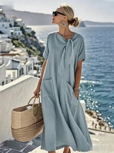 Load image into Gallery viewer, Women'S Solid Color Loose Cotton And Linen Pocket Dress