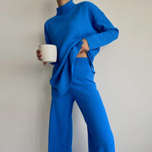 Load image into Gallery viewer, Women&#39;s Casual Half High Collar Solid Color Knitted Two-piece Suit