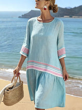 Load image into Gallery viewer, Women'S Casual Color-Block Cotton And Linen Dress