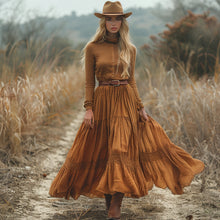 Load image into Gallery viewer, Women's Vintage Country Pastoral Linen Style Long-sleeve Maxi Long Dress