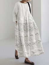 Load image into Gallery viewer, Cottage Floral Lace Embroidered Linen Blend Flowy Tunic