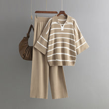 Load image into Gallery viewer, Stylish Striped Top &amp; Solid Color Wide Leg Pants Two-Piece Set