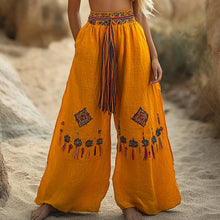 Load image into Gallery viewer, Women's Casual Bohemia Vacation Linen Style Long Loose Wide-leg Trouser Pants