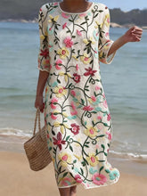 Load image into Gallery viewer, Women's Casual Floral Print Round Neck Dress
