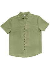 Load image into Gallery viewer, Men's Summer Retro Solid Color Stand Collar Button-Down Short Sleeve Shirt
