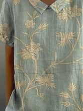 Load image into Gallery viewer, Women&#39;s Retro Floral Art Print Casual Cotton And Linen Shirt