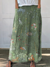 Load image into Gallery viewer, Woodland And Animals Pattern Printed Women&#39;s Linen Pocket Skirt