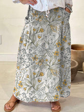 Load image into Gallery viewer, Women&#39;s Boho Floral Linen Pocket Skirt