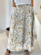 Load image into Gallery viewer, Women&#39;s Boho Floral Linen Pocket Skirt