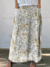 Load image into Gallery viewer, Women&#39;s Boho Floral Linen Pocket Skirt