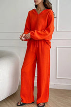 Load image into Gallery viewer, Lapel Drawstring Wide Leg Pants Two-piece Set