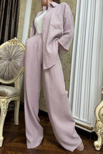 Load image into Gallery viewer, Button Belt Wide Leg Pants Two-piece Set