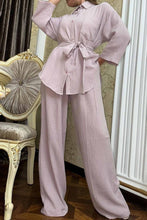 Load image into Gallery viewer, Button Belt Wide Leg Pants Two-piece Set
