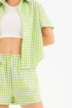 Load image into Gallery viewer, Contrast Plaid Shirt Two Piece Shorts Suits